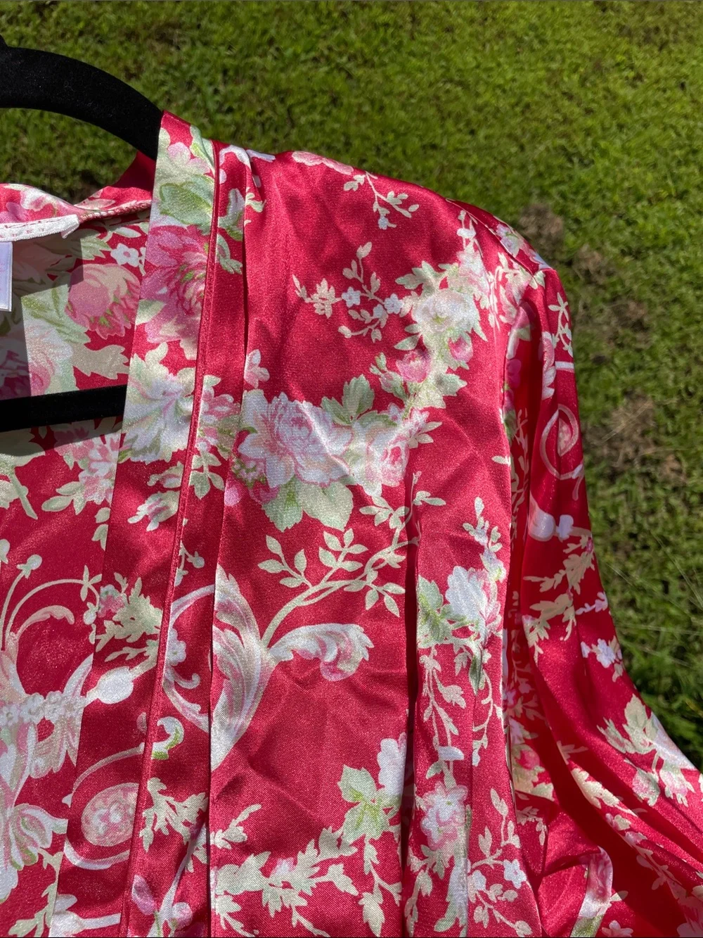 Oscar de la Renta Pink Label Floral Satin Robe